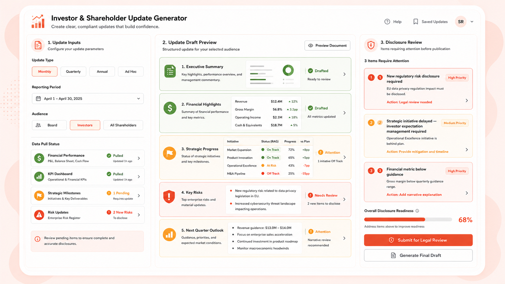 Investor & Shareholder Update Generator
